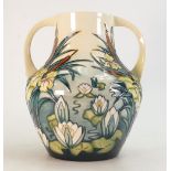 Moorcroft large Water Lilies twin handled Vase: Height 25.5cm, seconds in quality.