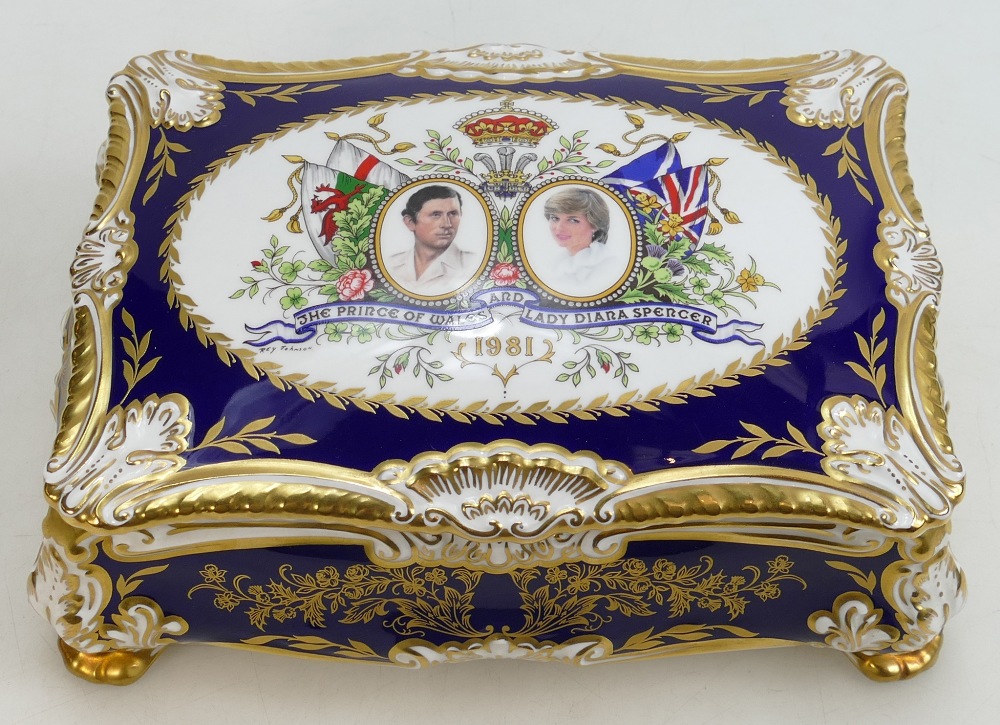 A Paragon commemorative Cigar Casket: Gilded and decorated with the Marriage of Prince of Wales &