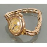 9ct Rose gold ladies Wristwatch: With 9ct Rose gold expandable bracelet, gross weight 22 grams.