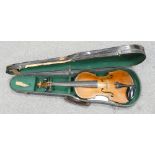Antique Violin in wooden case with bow: Italian label inside and original receipt from specialist