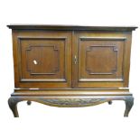 French Mahogany Indexed 2 Door Music Cabinet: Height 69cm,