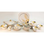 A collection Shelley Vogue Sunray dinner and tea ware: Design 11742 comprising 6 cups & 5 saucers,