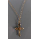 9ct gold Chain & 9ct hallmarked Cross: Chain measures 48cm, Cross 27mm without ring.