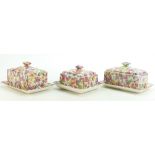James Kent Chintz Du Barry Fenton Pottery items to include: Pate dish and 2 butter dishes,