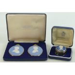 Wedgwood Royal commemorative items: Wedgwood pair of medallions of Charles & Diana mounted in gilt
