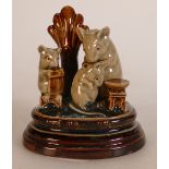 Doulton Lambeth mouse group menu holder "The Barber": by George Tinworth, height 9cm.