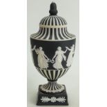 Wedgwood black & white Jasperware Urn & cover: Wedgwood black & white Jasperware urn & cover