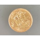 22ct gold Half Edward VII Sovereign dated 1909: