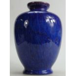 Lovatts Langley Mill Art pottery Vase: Decorated in speckled blue & red glaze, height 26cm.