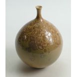 Stroomer John 20th/21st century Mottled Brown Vase: Porcelain footed squat vase with thin neck,