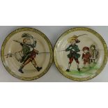 Two Royal Doulton Nursery Rhymes F Series plates: Baby Bunting and Pied Piper. 27cm in diameter.