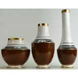 A collection of Villeroy & Boch Bon China Vases: Decorated in browns, white & gilt,