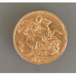 22ct gold Full Edward VII Sovereign dated 1910: