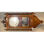 Victorian Inlaid Walnut Wall clock: Repainted face, height 94cm.