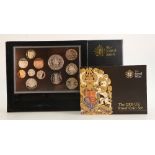 2009 proof coin set with Kew Gardens 50p: 12 coin set with box & certificate.