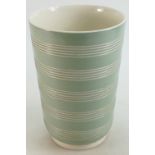 Wedgwood Keith Murray design Vase: Wedgwood green with white turned decoration,