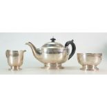 Sterling silver Tea set: Art Deco shape, three piece set, 873g dated Birmingham 1925.