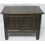 20th Century 2 Panel Oak Chest: Height 49 x 65 width x 41cm depth.