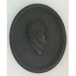An early circa 1790 Wedgwood Black Basalt portrait medallion of Roman Emperor Titus: 7.