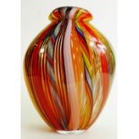 Mid century Murano type glass vase: Pontil mark noted to base, height 27cm.
