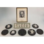 A collection of Wedgwood plaques to include: Sage green Dancing Hours item, oval similar items,