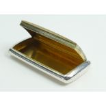 Silver Snuff box by Nathaniel Mills 1848: Victorian larger size box measuring 8cm x 4cm x 1.1cm.