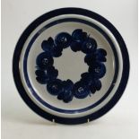 Finland Arabia pottery Charger: Deep blue floral decoration, diameter 33.5cm.