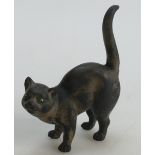 Wedgwood Black Basalt model of a Cat: With blue glass eyes, height 11cm.