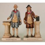 Goebel Figures Washington and Benjamin Franklin: Height of tallest 20cm.