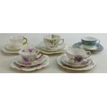 A collection of Shelley Wileman & Co Trios to include: Violets 10167, Pink Chrysanthemum 6891,