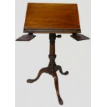 Georgian Mahogany Lectern / Reading Stand on a Tripod base: With fold out sections.