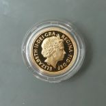 2002 proof gold Sovereign coin in capsule: Complete with outer & inner box plus certificate.