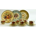 A collection of Aynsley Orchard Gold pottery: Including coffee cups & saucers,