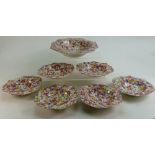 James Kent Chintz Du Barry Fenton Pottery items to include: Large fruit bowl and six smaller