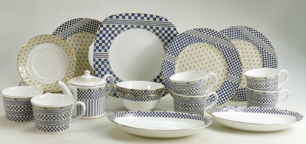 Wedgwood Samurai patterned tea ware to include: 6 x cups and saucers, one cup teapot,