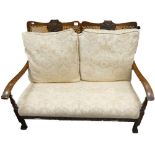 1920's Oak Bergere two seater Sofa: