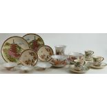 A collection of Japanese porcelain items: Including Satsuma coffee cups and saucers, plates,