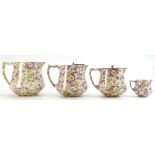 James Kent Chintz Du Barry Fenton Pottery items to include: 2 sets of graduated jugs,