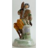 Kevin Francis figure of seated lady with skis: Marked Artists proof hand painted by Victoria Bourne.
