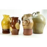 A collection of Salt Glazed Studio pottery to include: Large jugs and flagon,