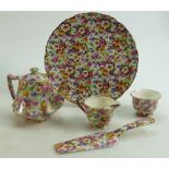 James Kent Chintz Du Barry Fenton Pottery items to include: Teapot, milk, sugar,