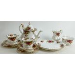 A large collection of Royal Albert Old Country Roses patterned dinner & tea ware to include: Tea