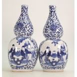 A pair of 19th century Chinese Double Gourd Vases: 4 character mark to base, 26cm high.