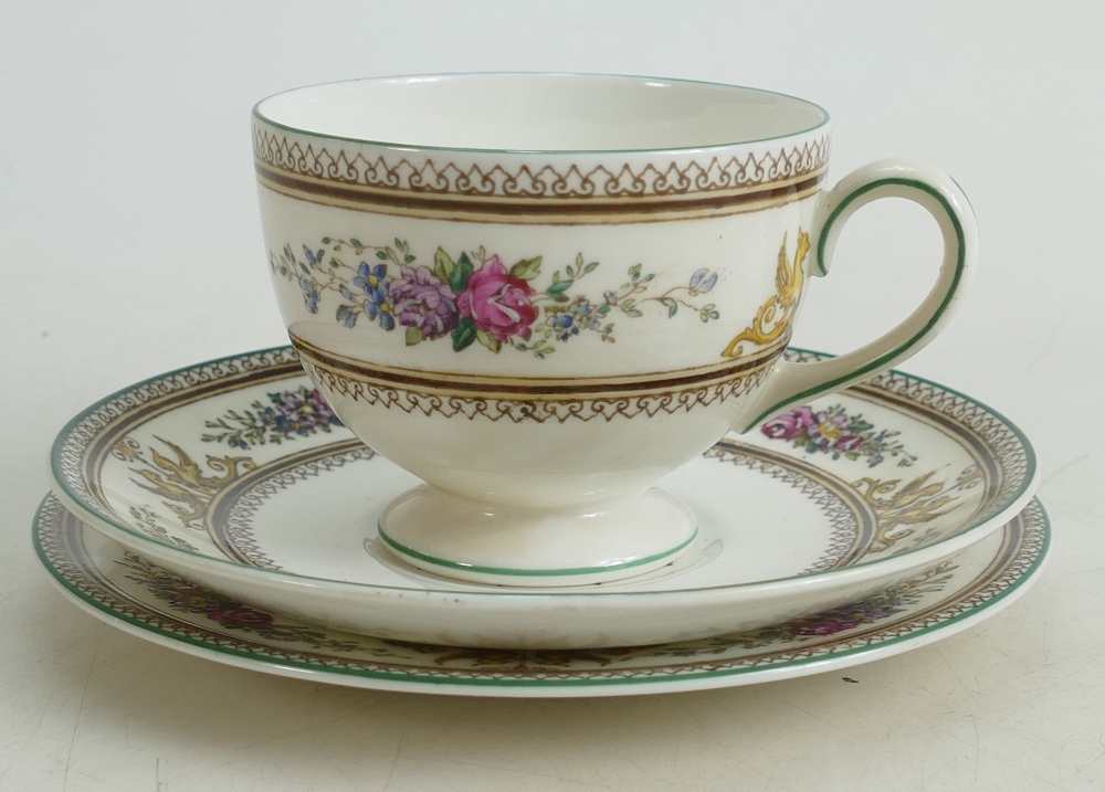 Wedgwood Columbia patterned tea ware to include: Teapot, cream, sugar, 4 x cups and saucers, - Image 3 of 4