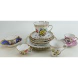 A collection of Dresden porcelain: Comprising plates, cups and saucers etc.