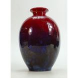 Royal Doulton early mottled Flambe Vase: In mottled blue, red and black colours height 23cm.