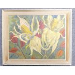 Mavis Walsh Oil panting of flowers on board in frame: Measures 44 x 34cm