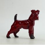 Royal Doulton Flambe model of an Airedale terrier dog: Height 13.5cm. (hairline cracks).