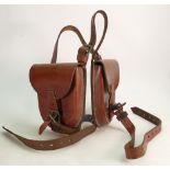 WWII German Army Motorcycle leather Saddle bags: Marked with g.r.z 1941 wa4182.