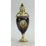 Coalport gilded and hand painted two handled Vase & cover: Decorated with a Loch Tay by Ball,